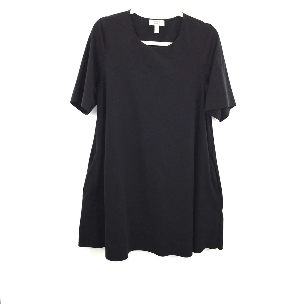 COS black mini oversized dress lagenlook a-line Scandinavian Chic quiet luxury S